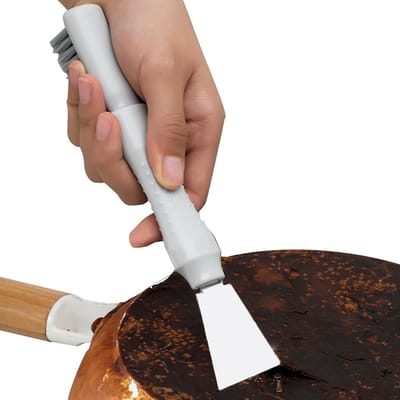 Afwasborstel Dubbele Kop - Keukenreiniger Schraper - Grondig Schoonmaken - Roestvrijstalen Borstels - 22 x 9 x 5 cm