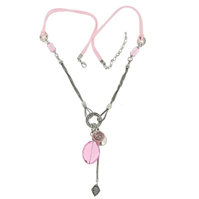 Behave - Lange ketting - Romantische stijl - Roze hanger engel - 60 cm