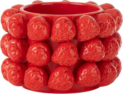 J-Line bloempot Aardbeien - keramiek - rood - small - Ø 15.5 cm