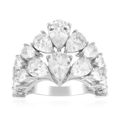Cavill - Zilveren Ring met Zirkonen Tot 6,1 ct - 925 Sterling Zilver Gerhodineerd - Peervormige Zirkonia's uit Tanzania - Handgemaakt & Elegant