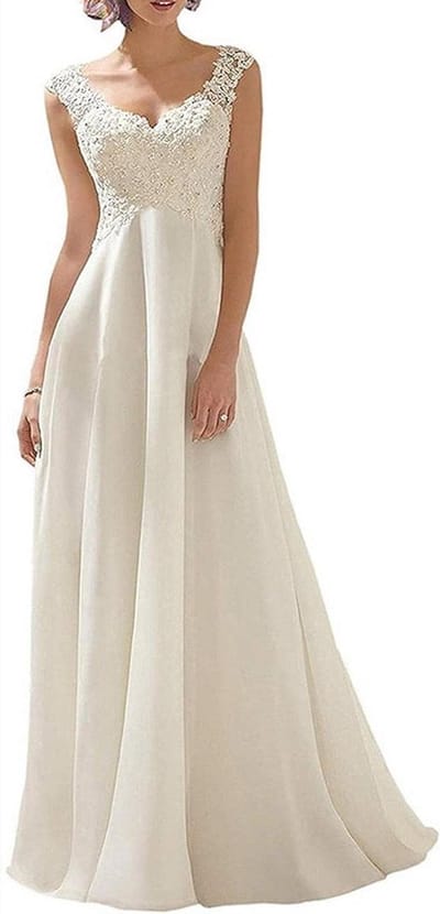 Bruidsjurk Elegant Kort - Trouwjurk Kant - Bruiloft Vieren - Backless Design - Vloerlengte - Ivoor