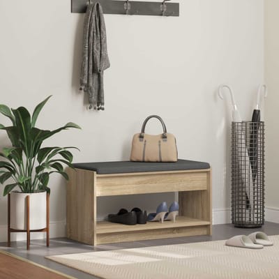 vidaXL - Hallenbank - Sonoma - Eik - 83 - x - 38 - x - 45 - cm - Geengineerd - Hout - en - Stof
