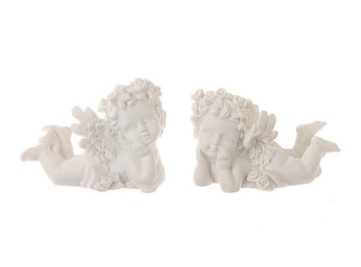 Deco engel 7x4x5,5cm wit