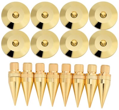 Dailygoody - Speaker Spike Golden Stand Voeten - Draaitafel Isolatie - Schokbestendige Voeten Mat - Goud - Premium Geluid - Ideaal voor Luidsprekers -