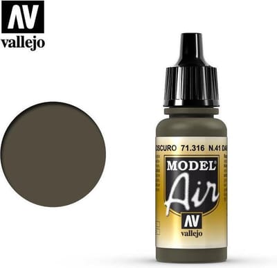 Vallejo Hobbyverf Acrylverf - 71316 Model Air N41 Dark Olive Drab - Acryl Verf flesje - 17 ml