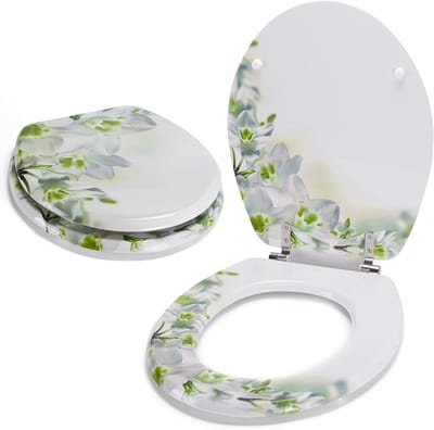 Toiletzitting Hout MDF - WC Deksel - Badkamer Comfort - Roestvrij Staal Scharnieren - 36L x 5B cm - Sofaia