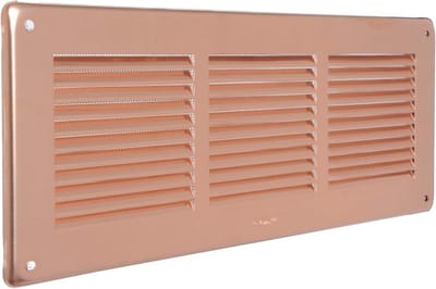 Ventilatie Rooster - Afdekking Insectenwering - Luchtstroom Reguleren - Met Insectennet - 340 x 140 mm - Koper