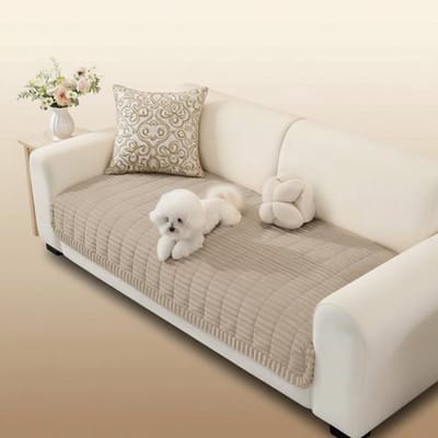 Sectionele Bankhoes Flanellen - Slipvaste Bankhoezen 1/2/3/4 Zits - Bankbeschermer L-Vormig - Meubelbeschermer Woonkamer - Bruin, 90x160cm
