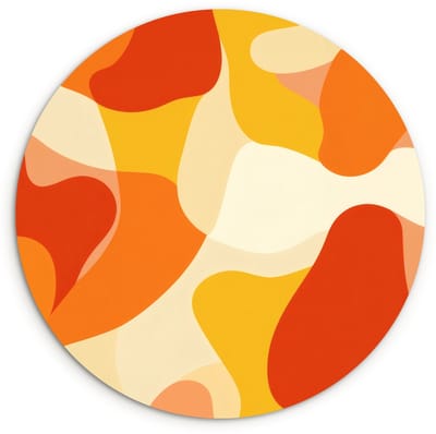 WallCircle® Wandcirkel 120x120 cm - Muurcirkel Abstract - Vormen - Oranje - Muurdecoratie woonkamer - Wanddecoratie slaapkamer - Kamer decoratie accessoires - Ronde schilderijen XXL