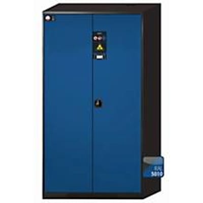 asecos CS-CLASSIC-F chemische opslagkast, scharnierende deuren, gentiaanblauw front, B 1055 x D 520 x H 1950 mm