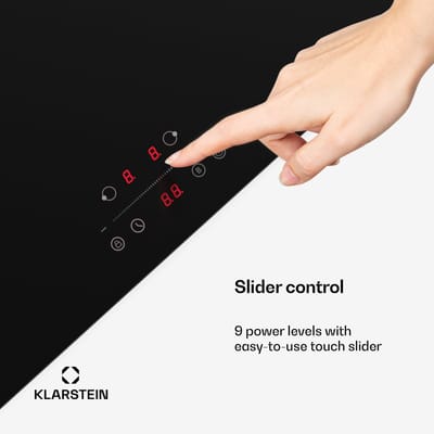 Klarstein Glaskeramische kookplaat - 60 cm, Slimline 2-zones VTC-kookplaat met touch-bediening, Digitale timer & kinderslot – Ruimtebesparende keramische kookplaat voor compacte keukens