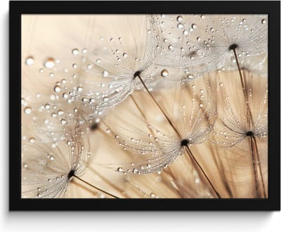 Poster in lijst - Fotolijst 40x30 cm - Posters - Paardenbloem - Abstract - Natuur - Beige - Posterlijst zwart - Decoratie - Wanddecoratie woonkamer - Muurdecoratie slaapkamer