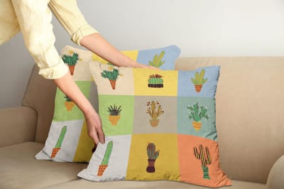 ABAKUHAUS Vintage Kussensloopset (2 stuks), Botanische Cactusbloem, 40 cm, Multicolor