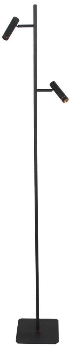 Vloerlamp Lumo 4608ZW - moderne zwarte LED leeslamp van Mexlite, 125 cm hoog, draaibaar en kantelbaar, met verstelbare lichtpunten en touchdimmer