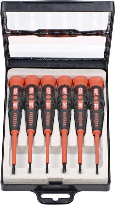 Precisie Schroevendraaiers - Fijnmechanica Set - Kleine Schroeven - VDE Geïsoleerd - 6 Delig - Rood