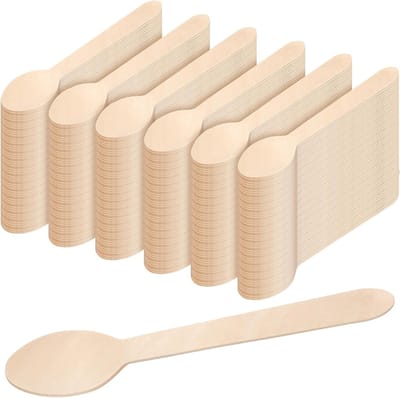Houten Wegwerplepels 600 Stuks, 16cm Lichtgewicht Dessertlepels voor Feesten, Kamperen en Bruiloften