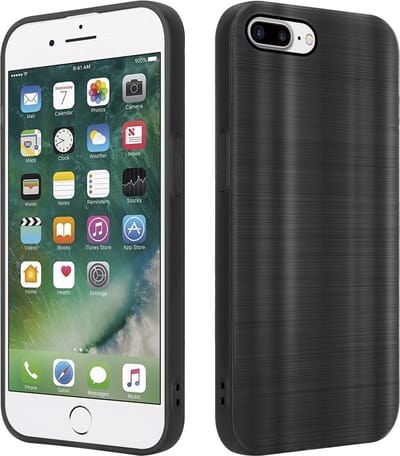 Cadorabo Hoesje geschikt voor Apple iPhone 7 PLUS / 7S PLUS / 8 PLUS in Brushed Zwart - Beschermhoes Case Cover van flexibel TPU silicone in Brushed design
