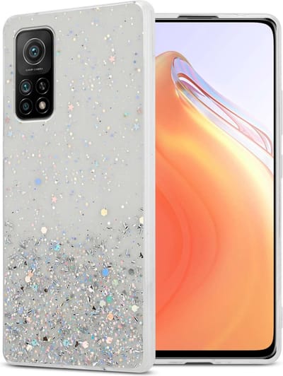 Cadorabo Hoesje geschikt voor Xiaomi Mi 10T / Mi 10T PRO in Transparant met Glitter - Beschermhoes van flexibel TPU silicone met fonkelende glitters Case Cover Etui