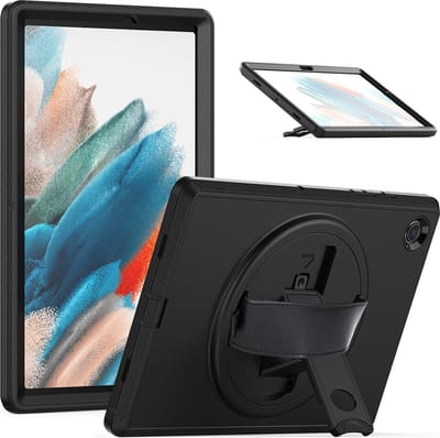 Stevig Hoesje geschikt voor Samsung Galaxy Tab A8 2022 2021 10.5 inch hoes met Handriem, Standaard en Pencil Opbergvak - Extreme bescherming Kinderhoes