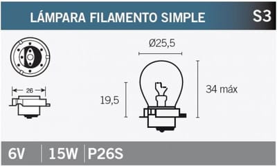 lamp 6v 15w basis p26s vicma voor bromfiets motorfiets auto nieuw