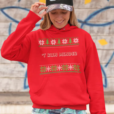 Drenthe Kerst Hoodie Rood T Kun Minder - Maat XS - Uniseks Fit - Kerstkleding Voor Dames & Heren