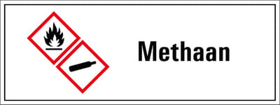 Methaan GHS tekststicker 200 x 75 mm