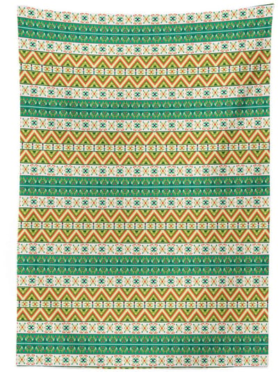 ABAKUHAUS Tafelkleed 140x240 – Zijden satijnmix, machinewasbaar, pistachegroen/oranje/groen