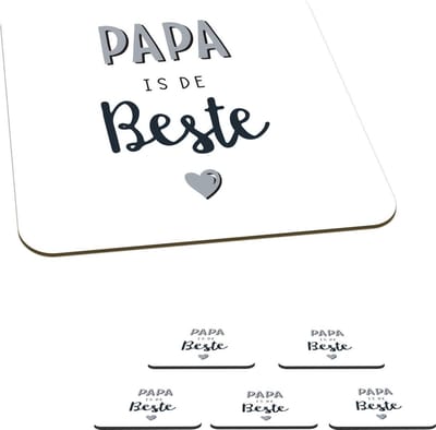 Onderzetters voor glazen - Quotes - Vaderdag - Papa is de beste - Spreuken - 10x10 cm - Glasonderzetters - 6 stuks