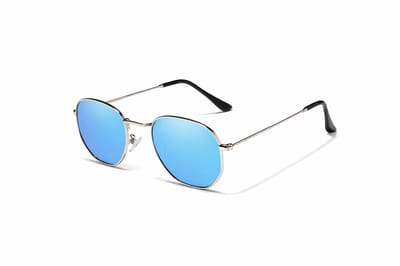Kingseven Reflect - 2022 trend zonnebril met UV400 en polarisatie filter| Pilotenbril - Zilver Blauw