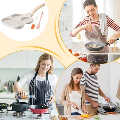 Omeletpan - Koekenpan Grillpan - Ontbijt Bereiden - Antiaanbaklaag - 19 cm - Meerkleurig