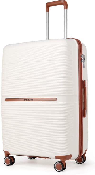 TAN.TOMI Koffer met 4 wielen 98L Handbagage Ruimbagage - Cijferslot - Reiskoffer - Trolley Koffer met Wielen - Wit