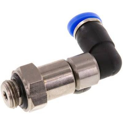 4mm & G1/8'' L-stuk Hoge Snelheid Draaidoorvoer Insteek Buitendraad Vernikkeld Messing/PBT NBR