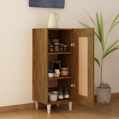 vidaXL - Dressoir - 34,5x34x90 - cm - bewerkt - hout - gerookt - eiken