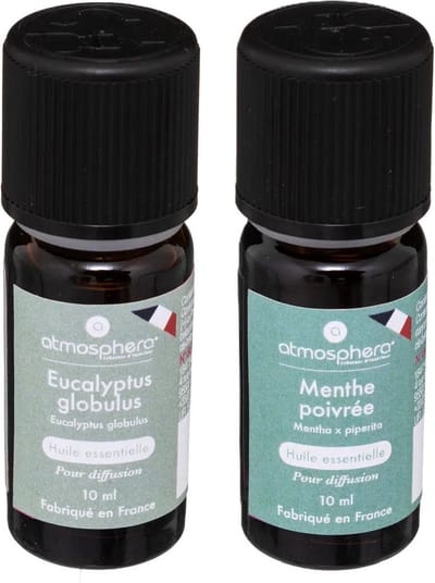 Aromatische Etherische olie - set van 2 geuren - Eucalyptus en pepermunt/mint - huisparfum navulling