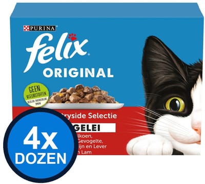 4x Felix - Original Countryside Selectie in Gelei - Kattenvoer Natvoer - doos 12x85g