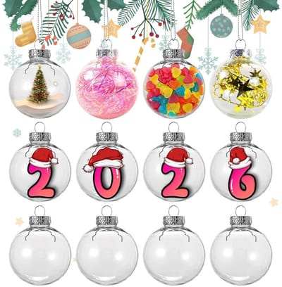 Dailygoods- Kerstballen 12 Stuks Vulbaar - Transparant - 8 cm - Hoogwaardig PET-Kunststof - Waterdicht - Geschikt voor Decoraties - Vulbare Kerstballen