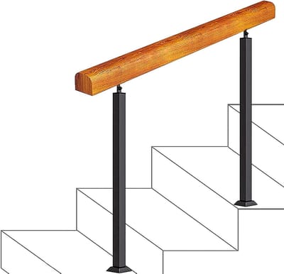 Trapleuning Metaal - Smeedijzeren Steun - Veilig Traplopen - Corrosiebestendig Oppervlak - 90 cm Hoogte - Zwart