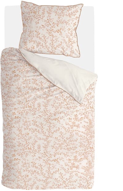 Walra Dekbedovertrek Blushed Leaves - 140x220 - 70% gerecycled Katoen (GRS) / 30% Katoen (BCI) - Off White / Roze