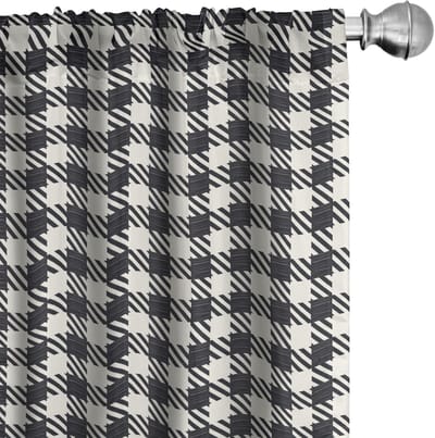 ABAKUHAUS Geruite gordijnen – 2x75x245 cm – microvezel, half verduisterend