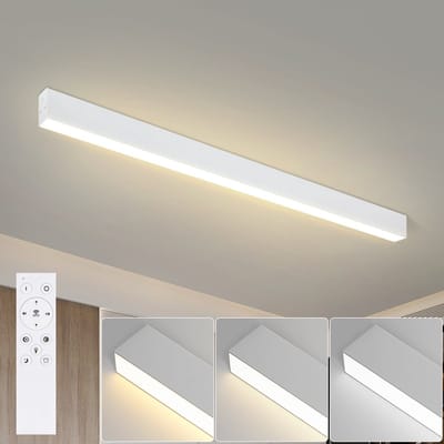 NETTLIFE Plafondlamp - 107CM - wit - Lange Bureaulamp - Dimbaar - LED Plafondverlichting - met Afstandsbediening - 32W moderne Lamp - voor Slaapkamer | Keuken | Woonkamer