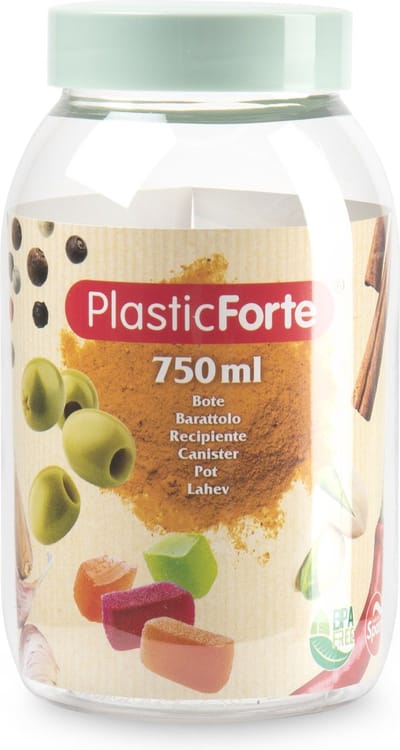 Forte Plastics Voorraadpot/bewaarpot - 750 ml - kunststof - mint groen - B9 x H15 cm