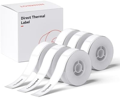 Zelfklevende Thermolabeltapes - 6 Rollen, 15x30, 12x75, 14x40 mm, Compatibel met D110, D11, D101