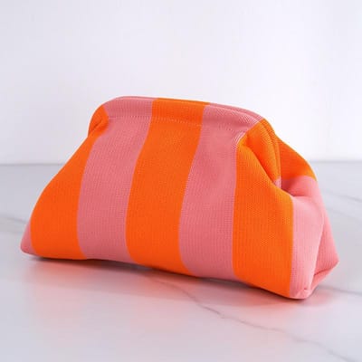 Zomer strand clutch tas voor vrouwen geweven haak handtassen portemonnees breien dumpling clutch gerimpeld schattige wolk casual colorblock tas roze