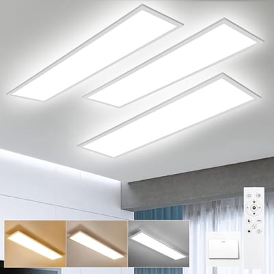 Oraymin 3 Stuks LED Paneel Plafondlamp 30W 100x25cm – Dimbaar – Afstandsbediening – 3300lm