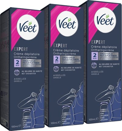 Veet - Expert - Ontharingscreme Oksels 100ml - 3 Stuks - Voordeelverpakking