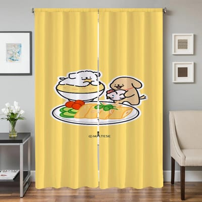 Huisinterieur Keukengordijnen voor Woonkamer 2 Stuks Verduisterende Gordijnen Deurgordijn Maltese Hond Slaapkamer Decoratie Scheidingswand W50xH70cmx2pcs-CL yellow