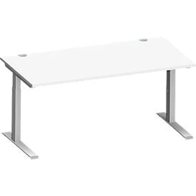 Schäfer Shop Genius MODENA FLEX bureau, C-voet rechthoekige buis, B 1600 x D 800 mm, wit/wit aluminium