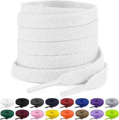 Solidchoice - Set van 2 Platte Veters, 8 mm Breed, Wit