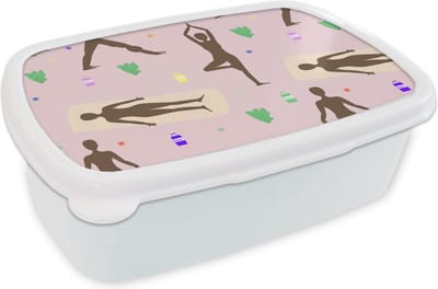 Broodtrommel Wit - Lunchbox - Brooddoos - Yoga - Zen - Patronen - 18x12x6 cm - Volwassenen