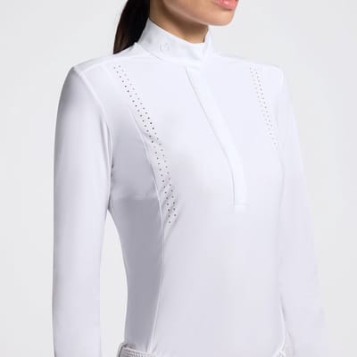 Cavalleria Toscana Wedstrijdshirt Laser‑Cut FW25 XS Wit